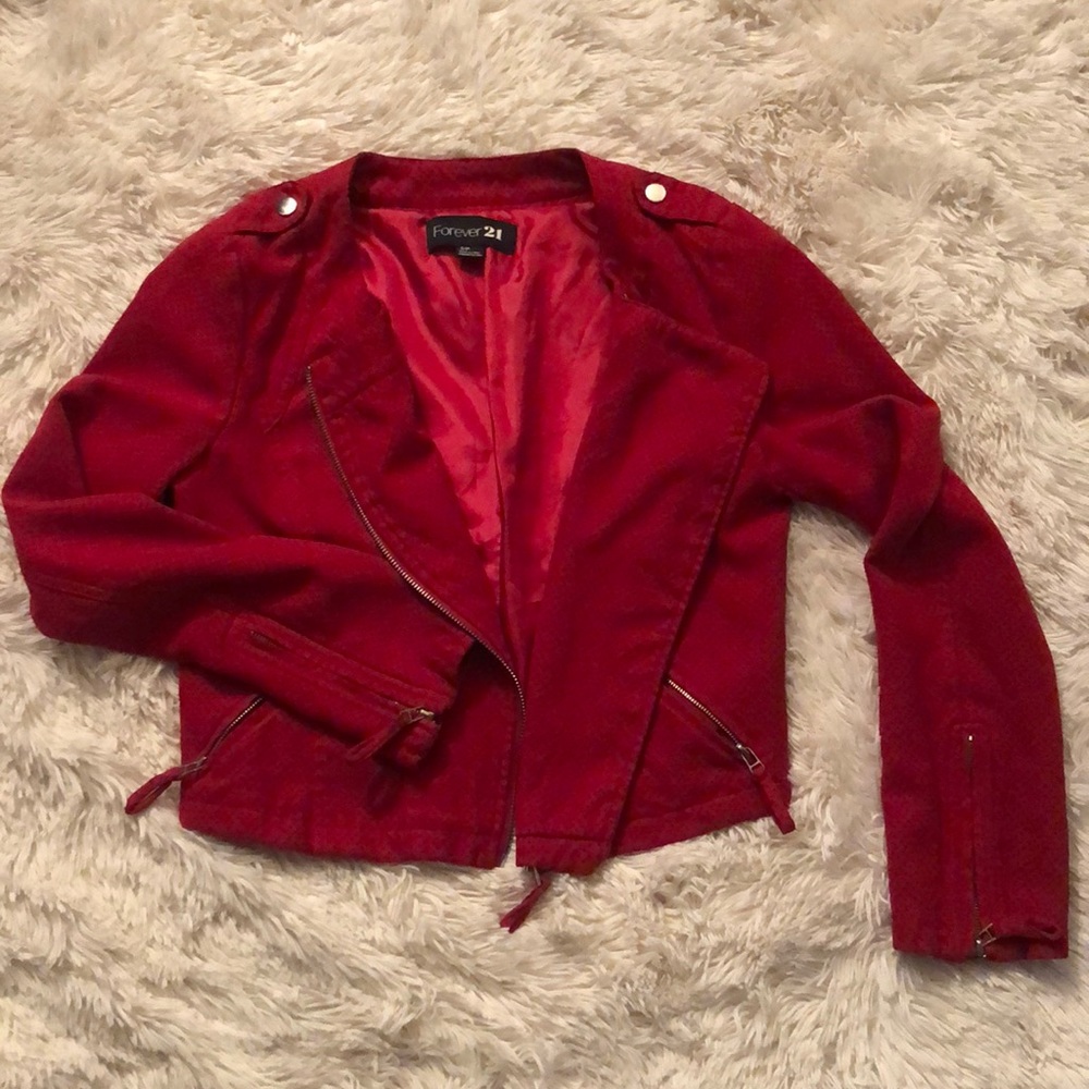 Red zip up jacket